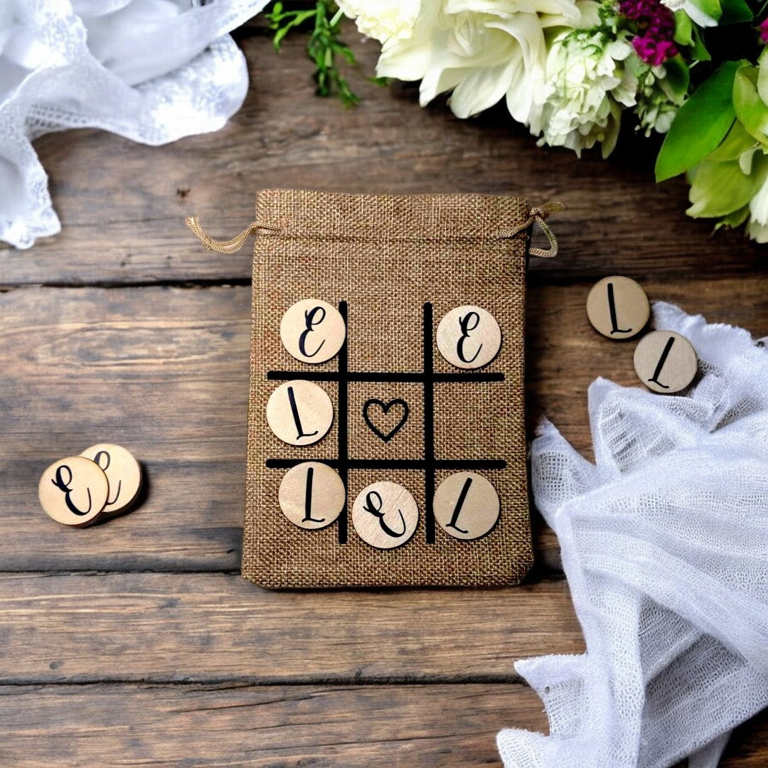 Personalised Initials Tic Tac Toe | Wedding Breakfast Games | Personalised Noughts And Crosses |