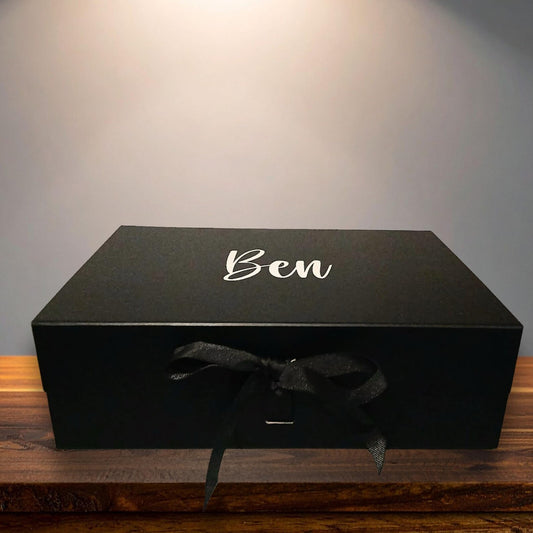 Black Medium Gift Box | Magnetic Ribbon Close Gift Box | Bridesmaid Proposal Box | A4 Gift Boxes | Personalised Gift Box | DIY Gifts