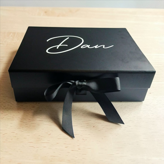 Black Small Gift Box | Magnetic Ribbon Close Gift Box | Groomsmen Proposal Box | A5 Gift Boxes | Personalised Gift Box | DIY Gifts