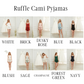 White Personalised Ruffle Cami Pyjamas | Brick Rust Personalised Ruffle Cami Pyjamas | Dusty Rose Personalised Ruffle Cami Pyjamas | Blue Personalised Ruffle Cami Pyjamas | Black | Blush Personalised Ruffle Cami Pyjamas | Sage Personalised Ruffle Cami Pyjamas | Champagne Personalised Ruffle Cami Pyjamas | Forest Green Personalised Ruffle Cami Pyjamas | Navy Personalised Ruffle Cami Pyjamas