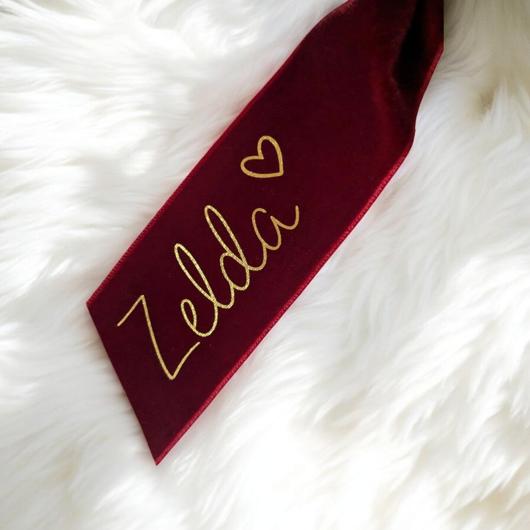 Christmas Hair Ribbon | Red Velvet Hair Bow