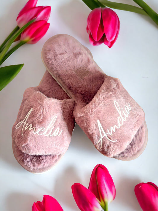 Personalised Fluffy Slippers | Bride Slippers | Bridesmaid Slippers | Custom Slippers | Gifts for Bridesmaid | Maid of honour gifts |